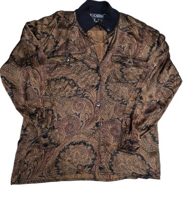 Escada by Margaretha Ley 100% Silk Blouse Shirt Paisley Y2K Collared  IT 38 US 6