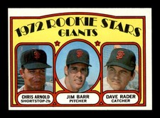1972 Topps #232 Chris Arnold/Jim Barr/Dave Rader Giants Rookies NM/NM+ X3702769