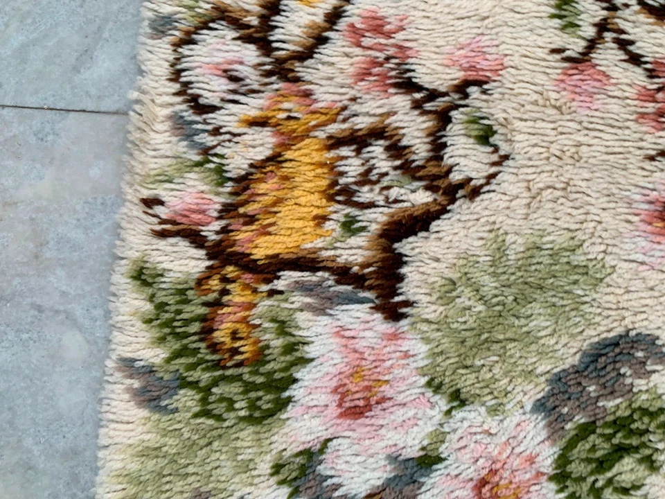 Alfombra Rya sueca vintage de 2x3 pies alfombra suave escandinava alfombra de lana para dormitorio alfombra mullida Foto 4 de 4