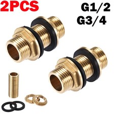2PACK Brass Bulkhead Fitting Tube Connector Water Tanks G1/2 C3/4 Male UK