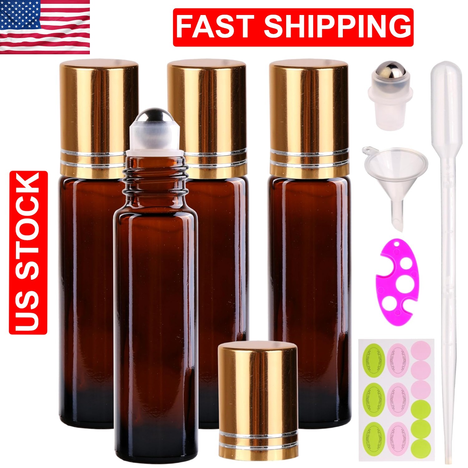 - Elegant Amber Glass & Steel Balls