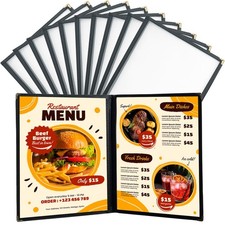 FLKQC 10 Pack 2 Page Menu Covers, 4 View 8.5 x 11 Inch Clear 2 page 4 view