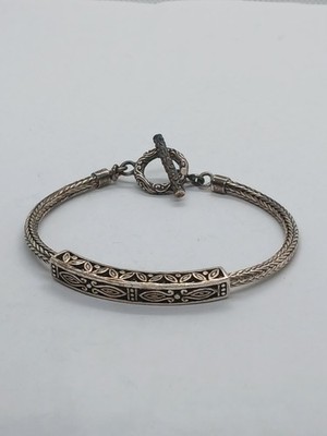 Bali-style sterling silver toggle bracelet 7''