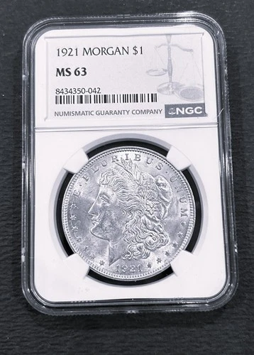 1921   MORGAN  SILVER  DOLLAR Certified MS63