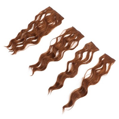 4Pcs Light Brown Clip in Hair Extensions Wavy Hair Pieces Easy Apply Remove