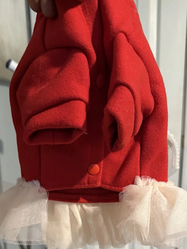 Маленькое домашнее животное девочка собаки красный зимний теплый флис жемчуг кружева рождественское платье костюм S - Изображение 4 из 4