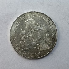 1961 Austria 25 Schilling Salzburg Cathedral 0.800 Silver Coin Austrian Mint