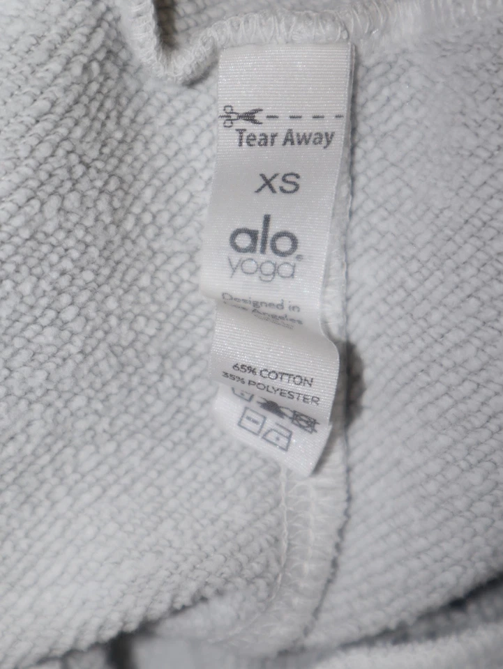 ALO Yoga Edge Crop Hoodie Women XS Off White Relaxed Fit Raw Hem Athleisure EUC - Image 4 of 4