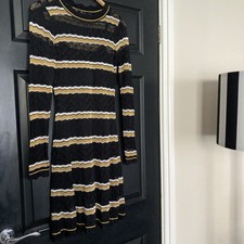 KAREN MILLEN POINTELLE CROCHET KNIT DRESS SIZE SMALL RRP £160 PRE BOOHOO