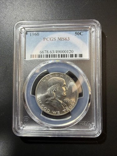 1960 Franklin Half Dollar PCGS MS63 Uncirculated 90% Silver Type Coin