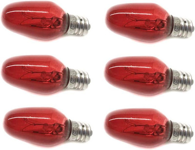 Red Night Light Bulb Replacement Bulbs 5W 120V - 6 Pack Party or Event Lighting