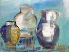Original Abstract Expressionism 11x14 3 Pots Handmade Signed Unique Fine Art 99 — photo 2