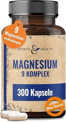 CDF SPORTS & HEALTH SOLUTIONS Magnesium Komplex Hochdosiert 400mg, 300 Kapseln, 9 Magnesium Verbindungen vegan