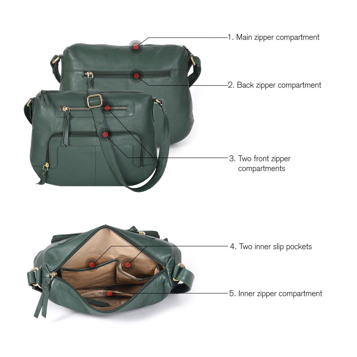 Women's Crossbody Bag - Genuine Leather Crossover Shoulder