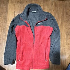 Columbia Youth M 10/12 Red/Gray Colorblock Full Zip Jacket w/ Zipped Pockets