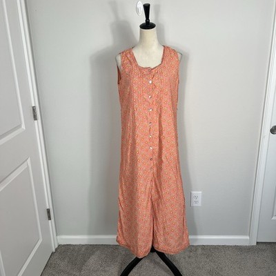 April Cornell Vintage Midi Dress Womens Floral Sleeveless Prairie Cottage Medium