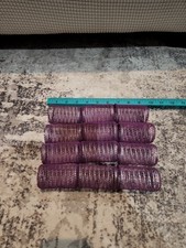 Vtg-12 Spiral Wire Mesh Hair Rollers Curlers Purple Sz LG Large