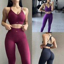 Women  s High Waisted Yoga Fitness Set Shockproof Running Gym Wear