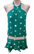 UK8 10 12 S/M Sexy Spots Halterneck Tie Drop Waist Party Clubbing Dress SALE