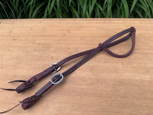 One Ear Hot Oiled Harness Leather Western Horse Headstall  w Stitching ~ Brown