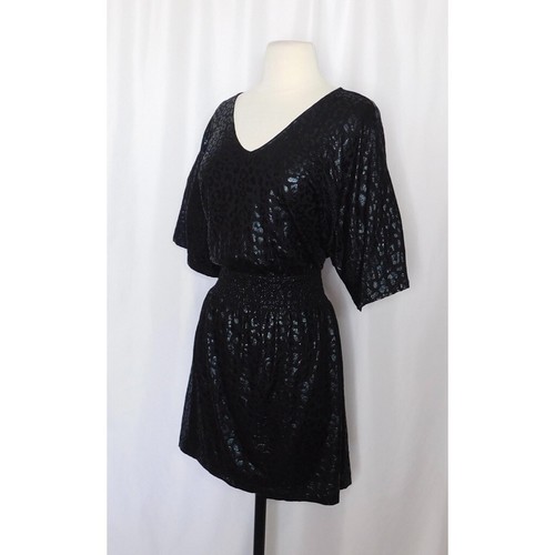 NWT!! WHBM Kimono Sleeve Smocked Waist Dress Leopard Foil Mini Animal X-Small - Picture 7 of 16