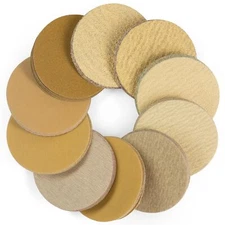 50PCS 75mm 0-H Gold Sanding Discs 40-600 Grit 3 inch Hook Loop Round Sandpaper 