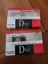 Vintage 2 TDK D90 Audio Cassette Tape Type I Blank Sealed CS16 Low Noise 