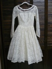 1960'S BRIDAL ORIGINALS TEA LENGTH WEDDING GOWN-UNKNOWN SIZE-SMALL