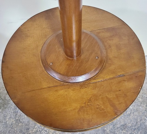 Vintage FRENCH Empire Style Round Mahogany & BRONZE GALLERY Side Pedestal TABLE - Picture 9 of 9