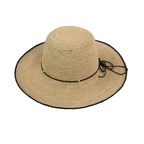Women's Madagascan Raffia Wallaroo Camille Hat | Handwoven Foldable Summer Hat - Picture 6 of 12