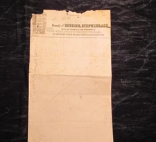 1861 Devries, Stephens & Co. Baltimore Bill of Sale
