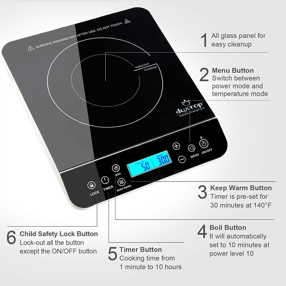 Duxtop Portable Induction Cooktop Burner, Induction Hot Plate with LCD