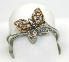 Natural Round Diamond Butterfly Shape Cluster Lady's Ring 14k White Gold .26Ct