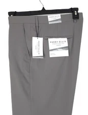 Perry Ellis Portfolio Men's Slim-Fit Stretch Golf Pants Smoked Pearl 38x32 NWT