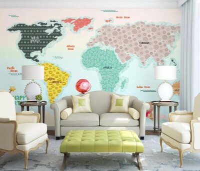 3D Colorful Map ZHUA8788 Wallpaper Wall Murals Removable Self-adhesive Ann 24