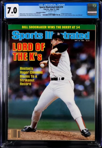 1986 Subscription Sports Illustrated Baseball Roger Clemens 1st Cover RC CGC 7.0