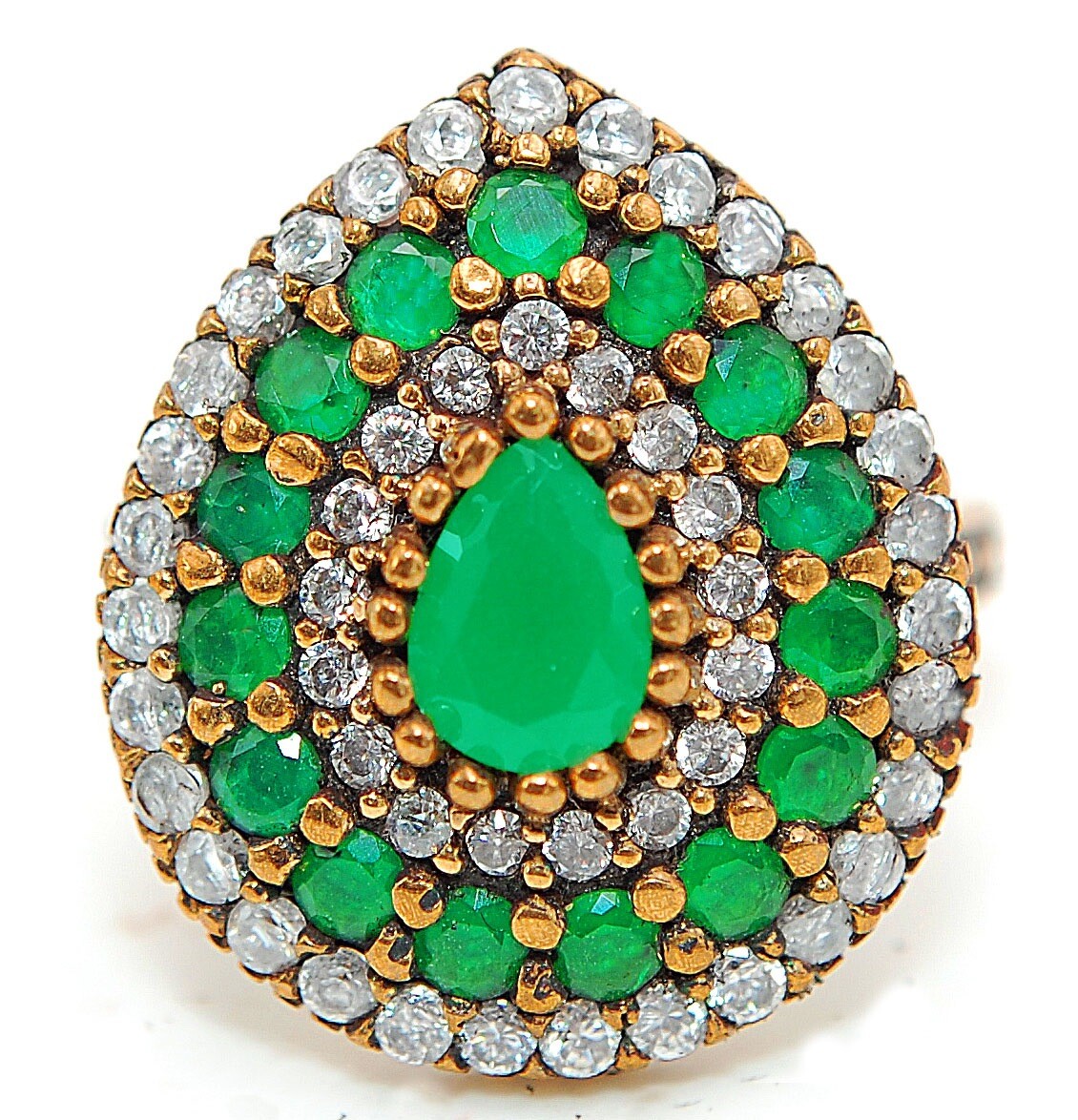 Exquisite Ottoman Empire Inspired 3CT Treated Emerald Ring in 925 Sterling Silver, Size 8 – Timeless Elegance with a Touch of History, Model HB3-1