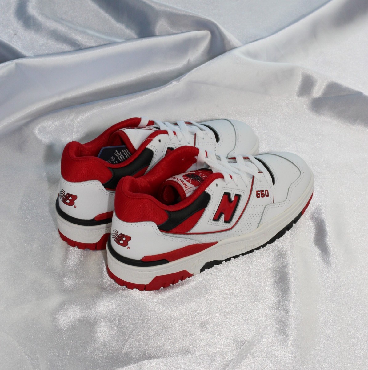 Size 6M - New Balance 550 White Team Red White Low Top Sneakers
