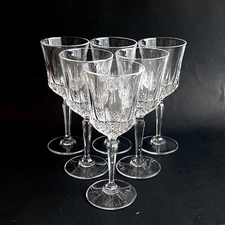 6 Toscany Elite Crystal Wine Glasses 7” Set Criss-cross Vertical Cut