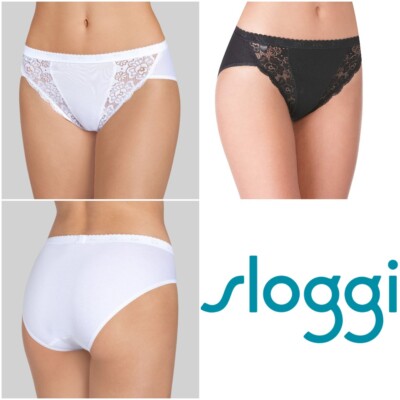 Sloggi Chic Tai Brief Knickers Pants 4 Pack 85% Cotton - 10071654