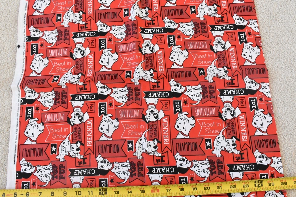 35" Long, Dalmatian Dog Best in Show on Red Quilt Cotton, Springs/Disney, P6897 - Image 4 of 4