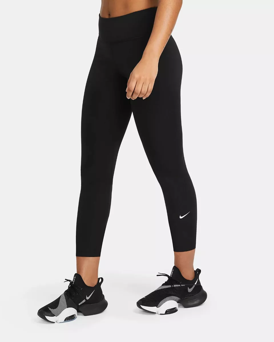 Nike One Women's Black/White Mid-Rise Leggings ( DD0252-010) Size S - Short