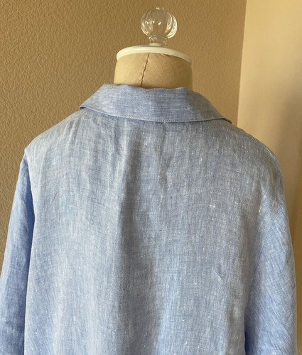 Top túnica asimétrica cuello lino 100 % lino PINE CONO HILL ANNIE SELKE L XL $175 - Imagen 7 de 12