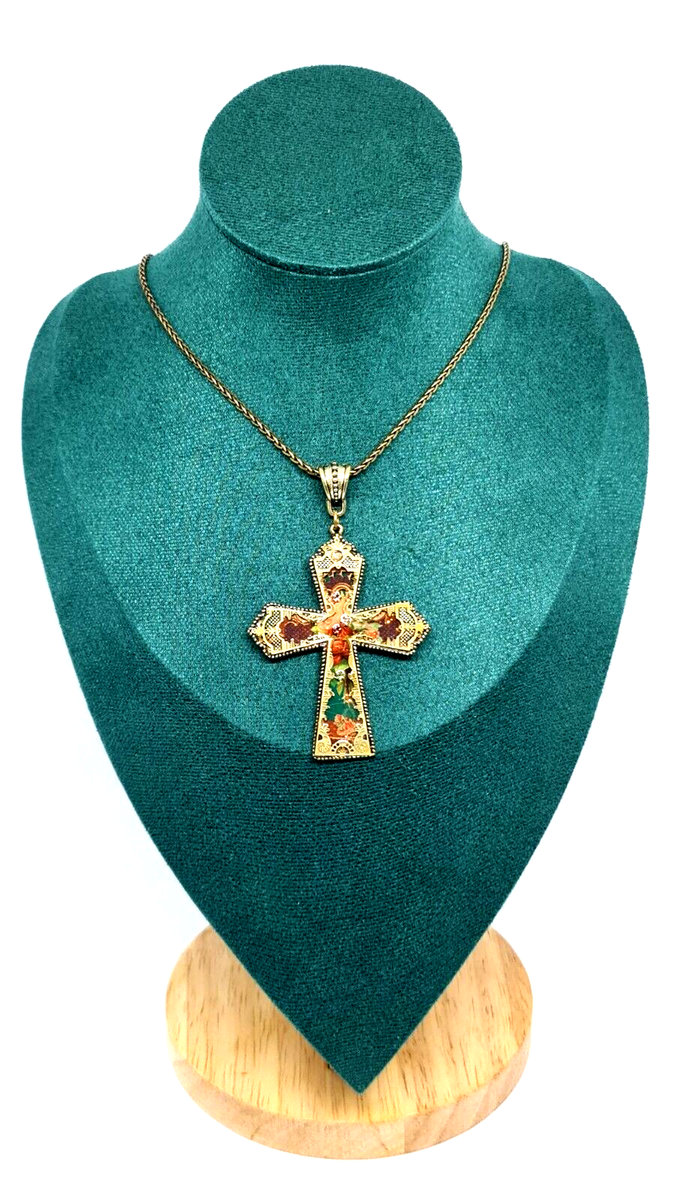 Lovely Cross Pendant Necklace By Michal Negrin With Colored