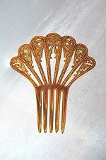 VINTAGE LARGE FAUX TORTOISE SHELL CELLULOID PEINETA/HAIR COMB RHINESTONES