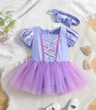 NEW Princess Tangled Rapunzel Baby Girl Tutu Jumpsuit Headband Costume Halloween