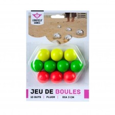 10 Boules Cibles en Bois - de Couleur Laqué