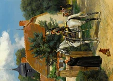 Napoleonic war military Art Post card A Halt In The Village by Edouard Detaille