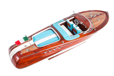 Riva Aquarama Blue/White Gift Home Decoration 70cm Speed Boat Ship