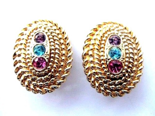 Boucles D'Oreilles Vintage Clip Tombantes – Vieil Or – Bijou Ancien 5238